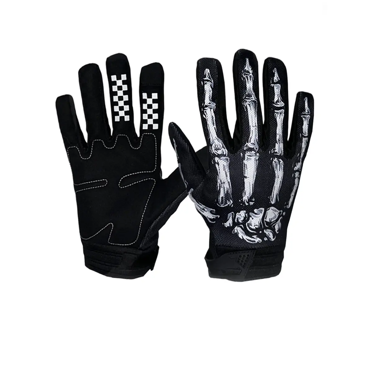 Skeleton Motorcycle Gloves, Full Finger Tactical Riders Gear with Touchscreen & Anti-Slip Padded Palm, Unisex Motobike Gear for MTB & Outdoor Sports, Motobike Riders Gear