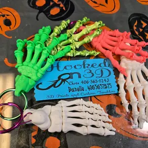 Skeleton Hand or Foot Keychains in Multiple Colors - Halloween and Party Supplies