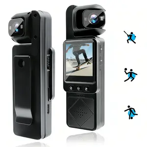 Vlogging Camera for Youtube Body Camera Wearable Recording Camera with Audio & Video Recording 1080P HD Action Cam with 180° Rotating Lens Night Vision Camcorder for Records Traveling Pet Walking Compact Design