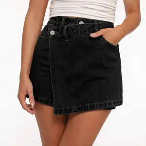 Sidefeel Skorts for Woman High Waisted Jean Skort Wrap Stretchy Asymmetrical Skorts