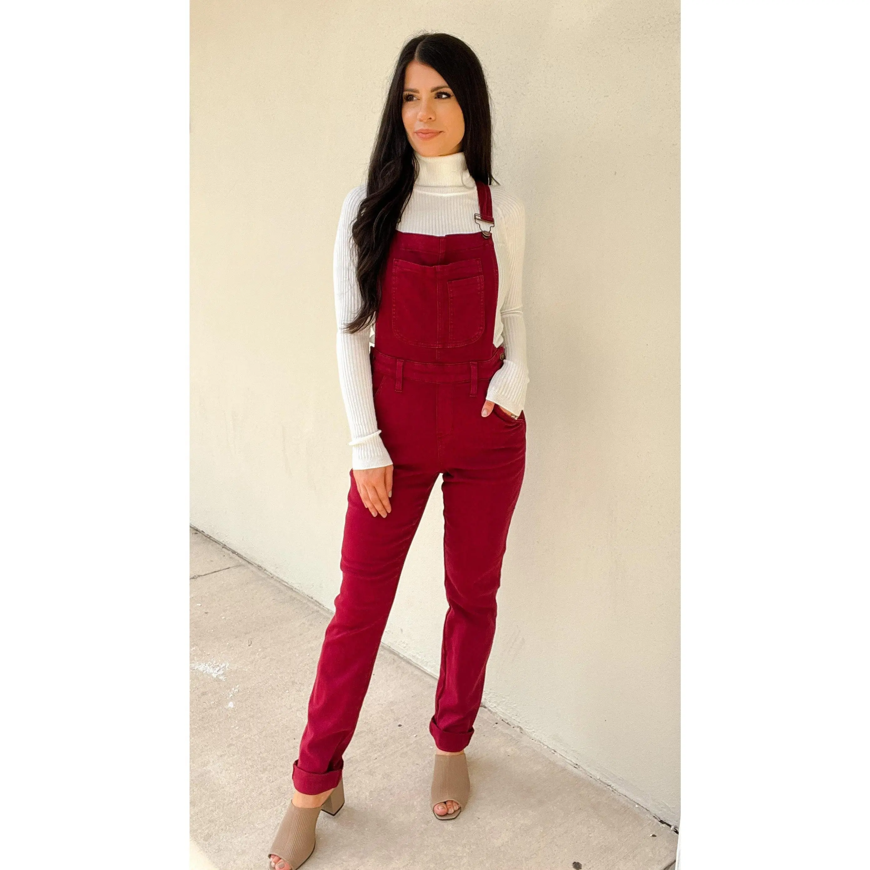 Judy Blue Work It Overalls - Maroon