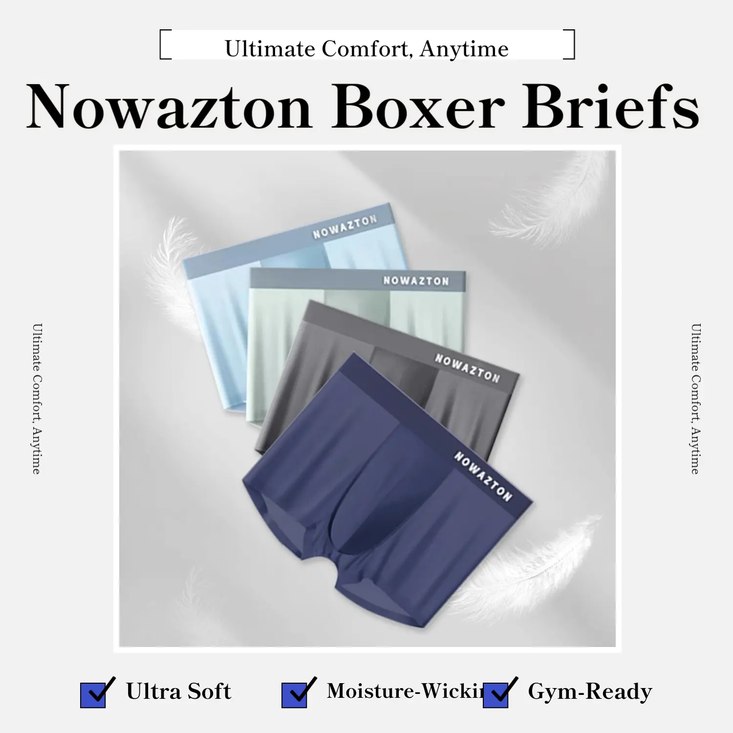 Nowazton Performance Boxer Briefs - Breathable, Ultra-Soft, Moisture-Wicking, Quick-Dry Sports Underwear for Gym Workouts, Daily Wear