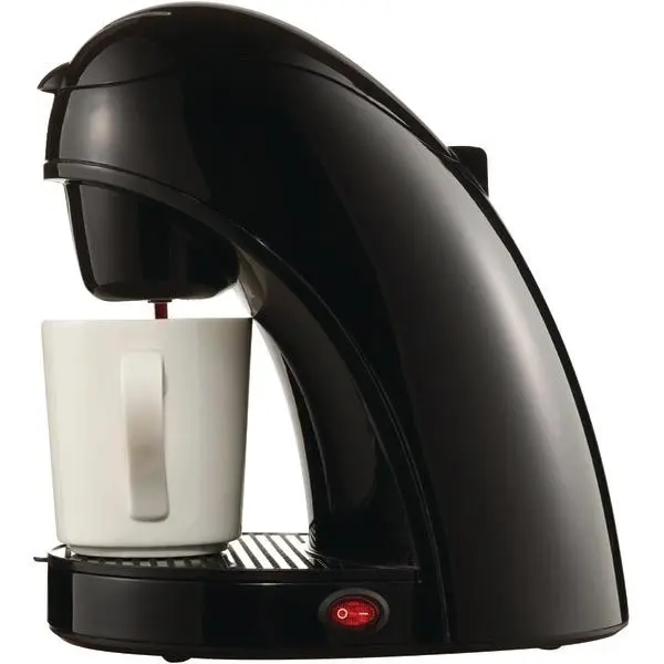 Brentwood TS-112B Single Cup Coffee Maker - Coffee Brewer with Porcelain Components, Easy-Access Water Tank, Filter Holder, Removable Brew Basket, Small Footprint