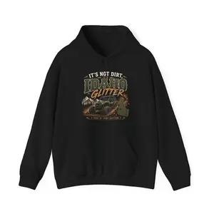 Men's Soft Long Sleeve Graphic Pullover Hoodie Tops - Idaho Glitter Truck Print, Off-Road Dirt Retro Design, Casual Cotton Fleece Knit Sweatshirt with Embroidery, Kangaroo Pocket