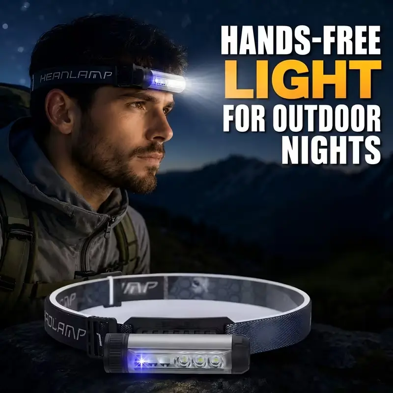 Headlamp Rechargeable Super Bright With Red Light, Headlamp Camping, Headlamp Rechargeable With 72 Hours Of Runtime, Headlamp Led, Headlamp Rechargeable High Lumen, Magnetic Clip Design, For Camping Fishing Cycling Auto Repair Emergency Services