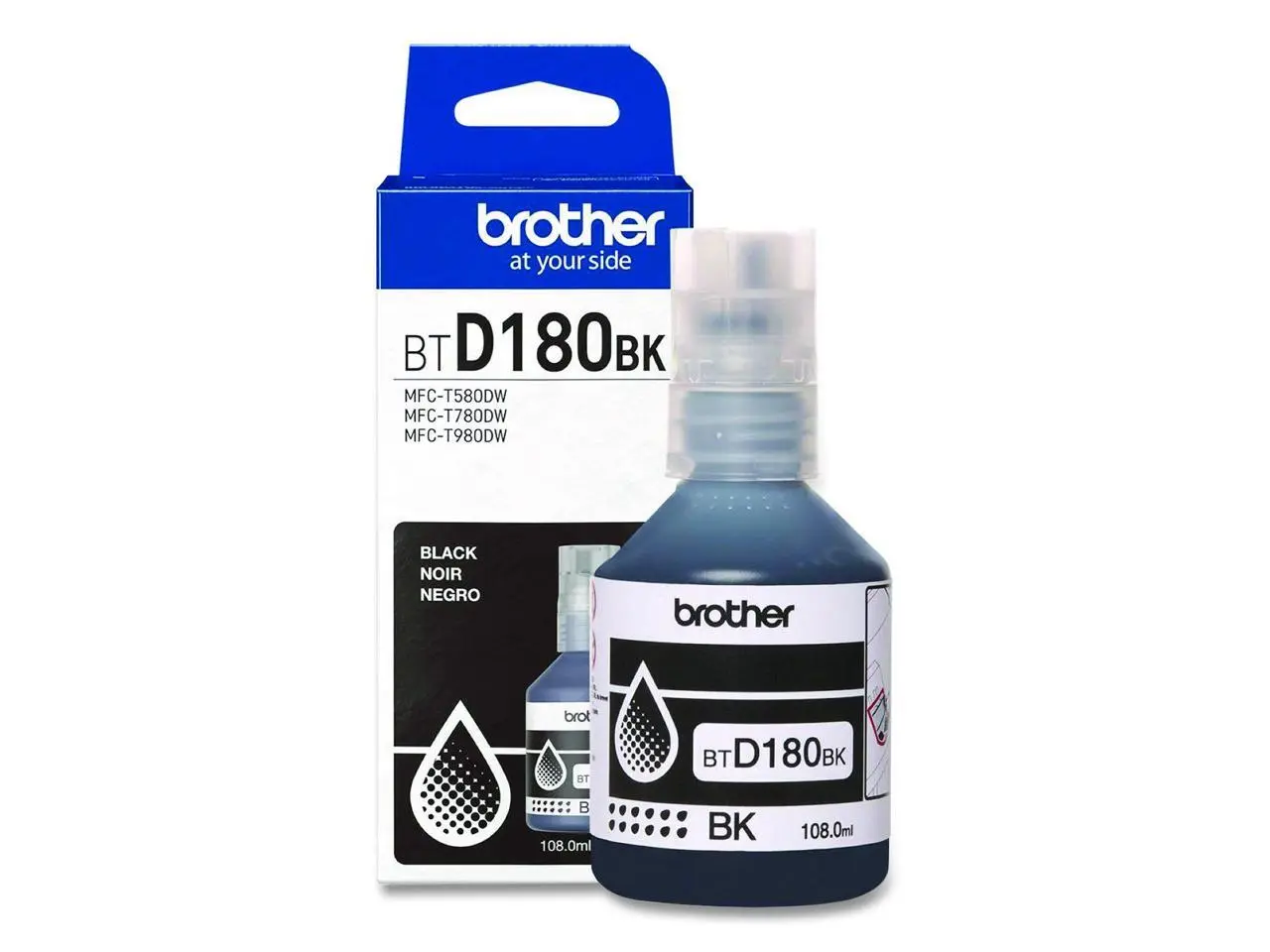 Brother Genuine BTD180BK High Yield Black Ink Bottle (for use with 580, 780, and 980 Printers)