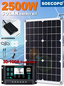 500W Portable Solar Panel Kit Complete 18V Panel with 100A Controller for Phone RV Home Camping Outdoor