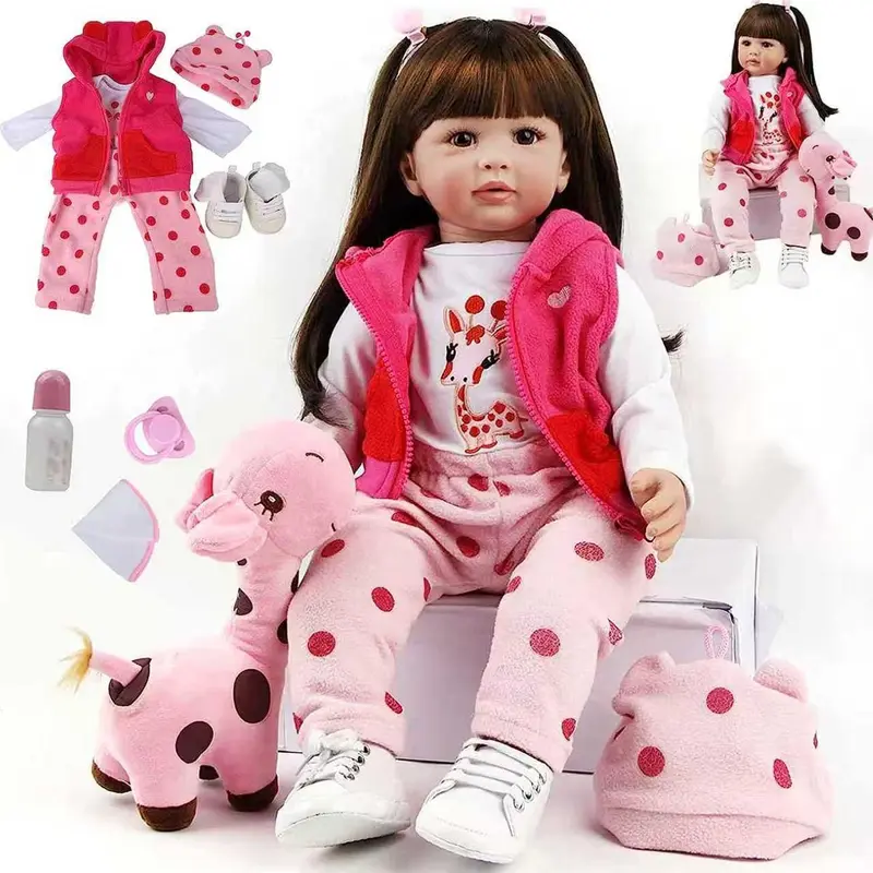 Reborn Girl Doll - 22-inch lifelike cute girl doll with a soft cloth body, realistic princess doll that feels like it belongs in real life, comes with complete accessories, perfect for cuddling, playing, and gifting.