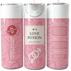 Love Potion No.9 Tumbler Drinkware Lid Metal Stainless Straw Handmade skinny travel mug gift for her