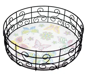 Temp-tations 12" Round Metal Basket with Stoneware Insert