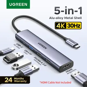 UGREEN 5-in-1 USB-C Hub, 4K HDMI Adapter（HDMI Cable Not Included) with 100W PD, 3 USB-A Ports, USB-C Dongle for MacBook Pro2017-2025,MacBook Air2018-2025, iPadPro 2021/2022/2024/2025, iPhone 15/16/17 Series, Samsung Galaxy S25/S24,XPS, ThinkPad