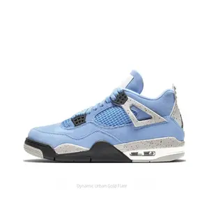 Light Blue Suede and Cement Grey Speckled Midsole Panel Mid-Top Retro Basketball Shoes