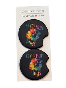 Pride Car Coasters, soft cloth coaster with rubber bottom. ally, free mom hugs the world has bigger problems, fight for those without your privilege.
