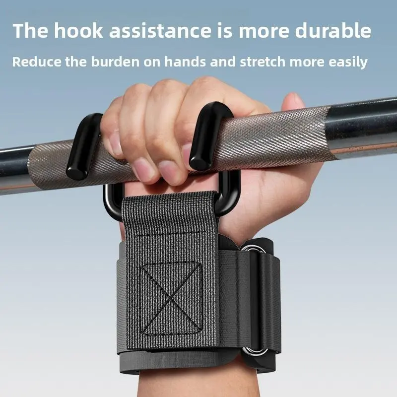 HOXEZU 2pcs Fitness Training Assist Hooks - Hook Mount, Adjustable Fit Fabric Straps, Anti-Slip Grip That Stays, Wrist Support, Athletic Accessory for Adult Home Fitness