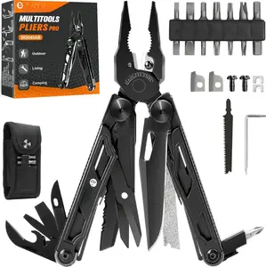 Multitool Pliers Pro BI2045AB, Stainless Steel Foldable Multi Tool with Upgraded  and , Multitools with Replaceable Wire Cutters and , Ideal for Camping,Fishing,