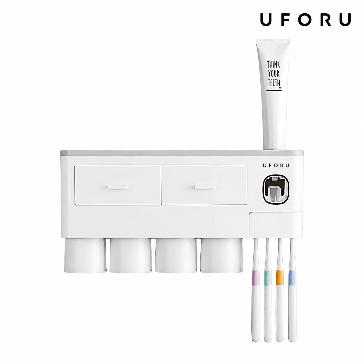 UFORU 2-4 Set Capacity Bathroom Toothbrush Holder - Wall-Mounted with Toothpaste Dispenser - Cosmetic Drawers, Large Capacity Trays & Bathroom Accessory Bottle Home Storage Organizer, Great Home Essentials, Perfect Gift Idea#SummerWins#DFYD