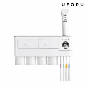 UFORU 2-4 Set Capacity Bathroom Toothbrush Holder - Wall-Mounted with Toothpaste Dispenser - Cosmetic Drawers, Large Capacity Trays & Bathroom Accessory Bottle Home Storage Organizer, Great Home Essentials, Perfect Gift Idea#SummerWins#DFYD