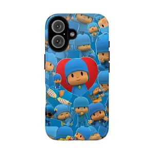 Pocoyo Phone Case, Cute Childhood Cartoon Explorer Design, Tough Shockproof Protective Cover, Compatible with iPhone 11-17 Pro Max/Plus and Samsung Galaxy S23-25, Perfect Fan Gift