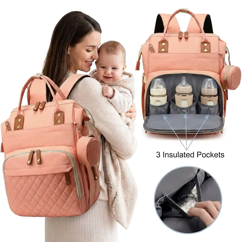 Diaper Bag Backpack - Baby Essentials Travel Tote - Waterproof Large Capacity Diaper Bag Backpack for Moms Dads with USB Charging Port Baby Shower Gifts