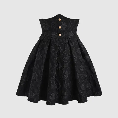Elegant High-Waist Fitted Jacquard Woven Fabric Women's Skirt, Womenswear, Side Zipper Design Button Detailing, Versatile Commuter Wear for Daily Use, Chic Elegant Skirt