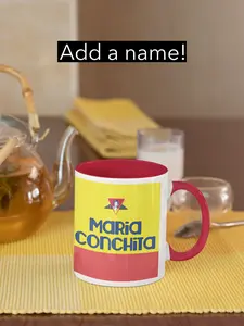 I Heart Cafe Bustelo Ceramic Mug with Red Interior and Handles - Available in 11 or 15 oz - Coffee Drinkware Washable Tumbler Sturdy Reuse Reusable Drink Tea Cup