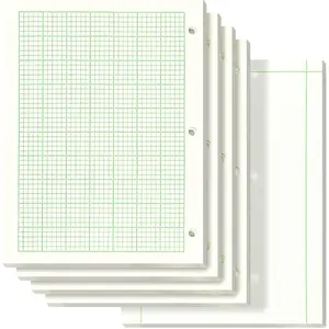 5 Pack Engineering Computation Pad 5 Squares Per Inch 8.5" x 11" Engineering Graph Paper Notepad 100 Sheets Per Pad, 3 Hole Punched(Beige, Green)