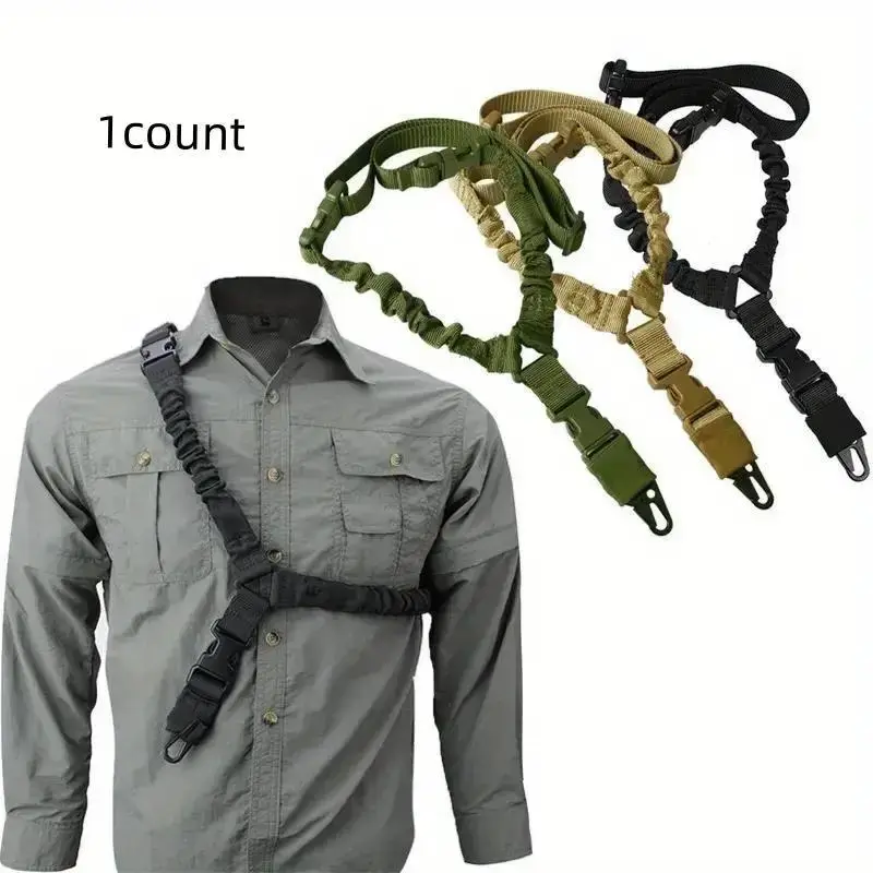 Single Point Rifle Sling with Metal Buckle - High-Quality Climbing Rope Strap, 220g Adjustable Vertical Gun Accessory, 1-Count with Carabiner for Leash, 150cm Extended, Easy Maneuverability, Survival Kit Add-On, Ideal Father's Day Gift for Outdoor, Tactic