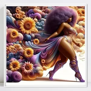 Various Flowers Diamond Painting Kit Canvas No Frame, Tool Kits Full Round Diamond Paint Beautiful Lady Handmade Decor Gift, Diamond Art Tools, Handmade Gifts