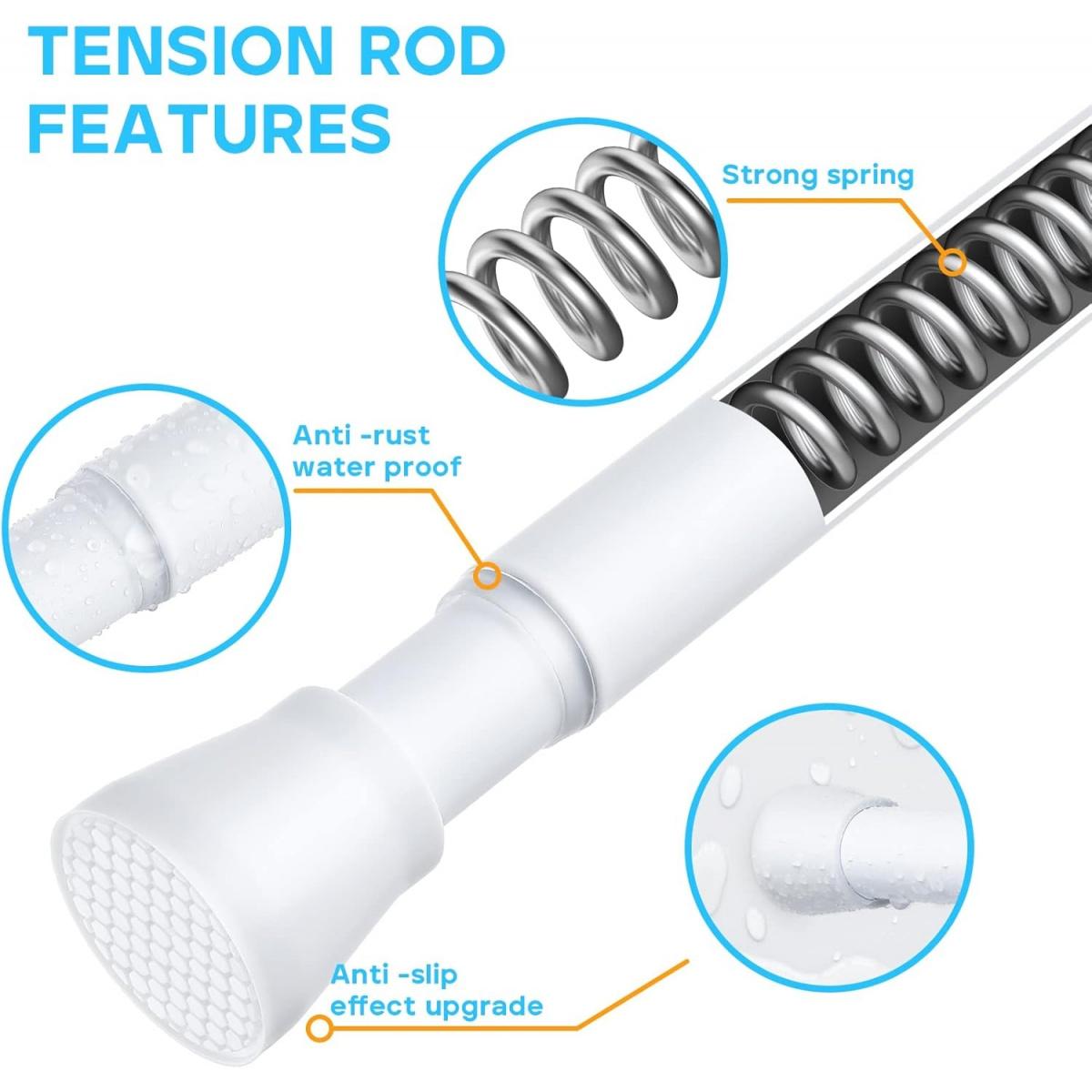 2/4 pcs Telescopic Retractable No Drill Tension Curtain Rod Shower Curtain Rod Kitchen Rod for Hanging Cloths Kitchen Utensils – Adjustable, Durable, and Easy to Install