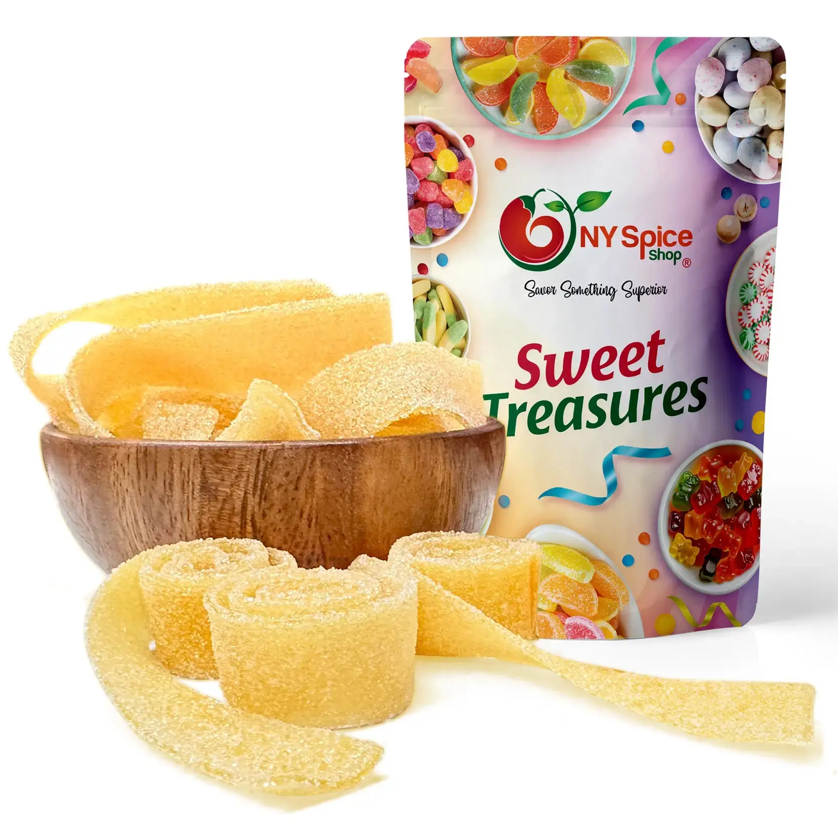 NY Spice Shop Mango Sour Belts - Tart Gummies, Chewy Rainbow Candy Ribbons, Sour Fruit Strips, and Sour Rope Treats - Sour Belts Pack Snack Sugar