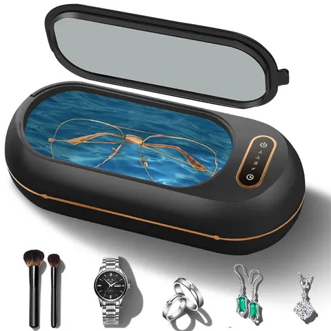 Portable USB Plug-in Plastic Antibacterial Ultrasonic Cleaner Machine - Dual 47KHz-48KHz, Fast & Efficient Deep Cleaning, Sanitization, Thorough Cleaning for Rings, Watch, Jewelry, Eyeglasses (Home Use)
