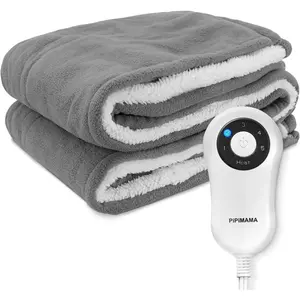 Heated Electric Throw Blanket 50" x 60" Sherpa and Polar Fleece Heating Blanket 5 Heating Levels 4 Hours Auto-Off Overheat Protection Machine Washable Grey