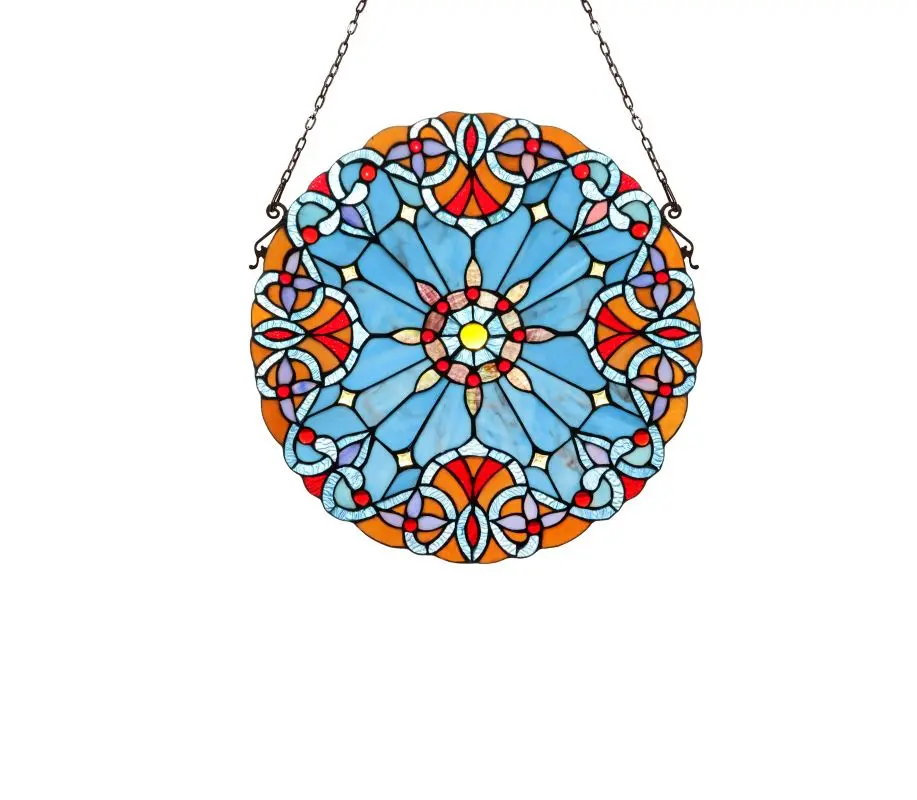 3P020-BV20RND RADIANCE goods Tiffany-style Victorian Stained Glass Window Panel 20" Height