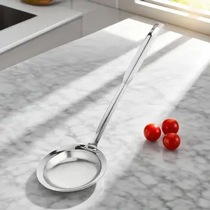 Stainless Steel Fat Skimmer Spoon, Long Handle Fine Mesh Strainer for Cooking, Frying – Oil/Grease/Foam Removal Tool, Premium Kitchen Strainer for Soup, Stew, Sauce