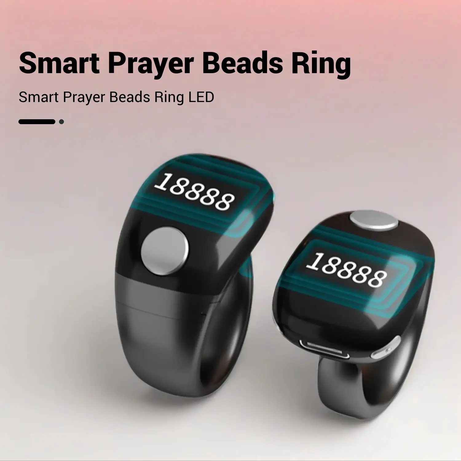 Smart Prayer Beads Ring Adjustable Size LED Screen Waterproof Counter APP Operation Muslim Islamic Praying For Muslim Daily Worship Tool