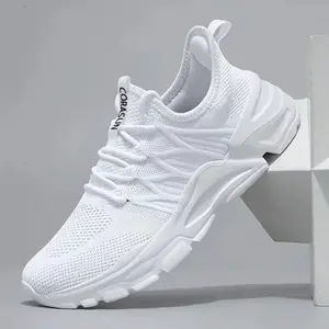All White or all black Men's Breathable Knit Sneakers, Comfortable Lightweight Athletic Shoes, Durable Non-Slip Casual Footwear for Daily Use