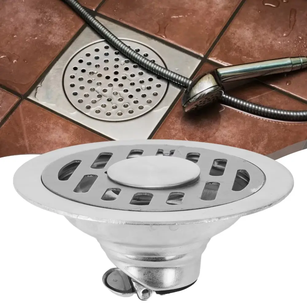 Polished Stainless Steel Floor Drain, Round Shower Strainer with Large-Displacement Inner Core for Home and Basement, Anti-Clogging & Pest Control, Deodorant, Garage, Toilet, 10Cm, Bathroom Accessories, Polished And Round, Stainless Steel Filter, Strong S