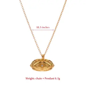 Eye of Wisdom single chain, gold-plated artificial diamond necklace, versatile necklace, back-to-school accessories, couple gift, Cuban chain, rhinestone decorative jewelry, modern fashion accessories