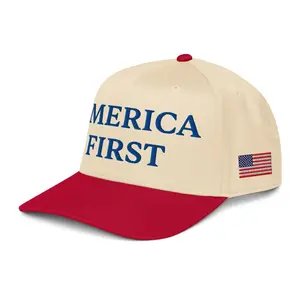 America First Embroidered Hat, Support Donald Trump Hat, MAGA Support Hat, USA Flag Cap, Conservative Republican 5 Panel Baseball