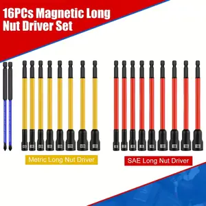 19pcs Magnetic Nut Driver Set - SAE And Metric NutDriver Set, Including PH1 And PH2 For Impact Drills - NutMagnetic Socket Set With Sturdy Tool Case ForProfessional And DIY Projects, tool kit set, screwdriverset, tools and gadgets