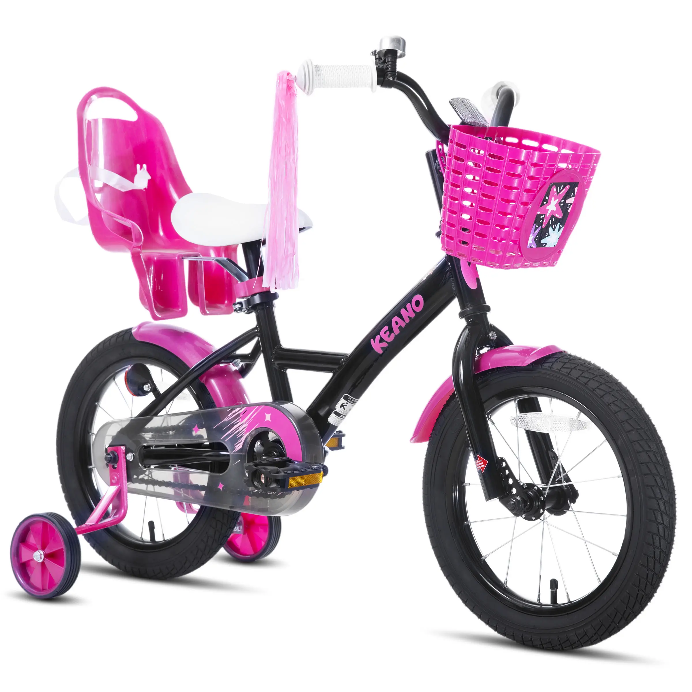 Joystar Zinnia Princess Girls Bike, 14 16 20 Inch Steel Kids' Bicycle with Training Wheels, Doll Seat, Basket, and Streamer Setup, Pneumatic Tires, Streamers