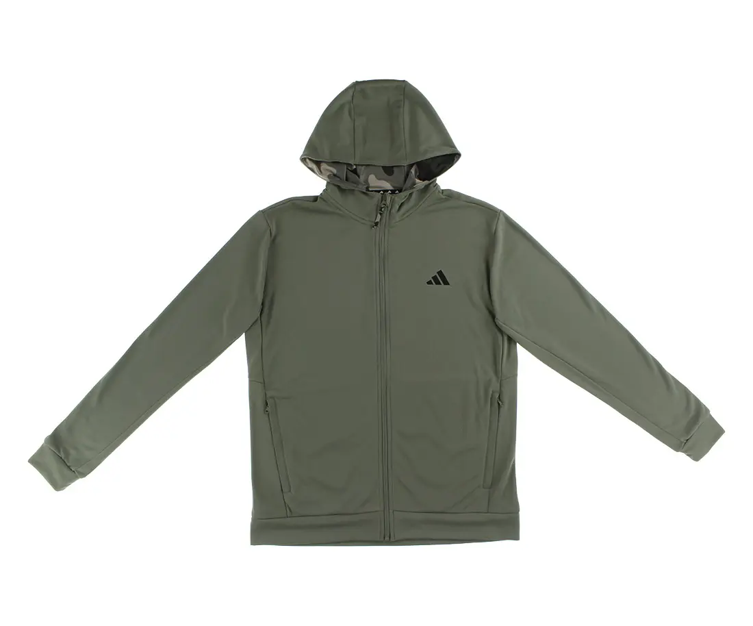 Adidas Aeroready Men's Full-Zip Hooded Sweatshirt, Camo Accent Long Sleeve Zip Men's Sports Sweatshirt for Outdoor Sports