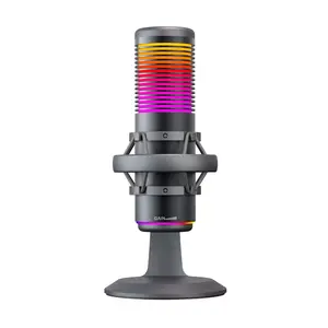 Hitozon USB Condenser Microphone for PC,PSP,Mac&Windows,RGB Gaming Microphone with Anti-Vibration Shock Mount,2 Polar Patterns,Pop Filter,Gain Control,Podcasts,Streaming,Plug&Play Noise Cancellation Condenser mic with Monitoring,Mute,Touch control