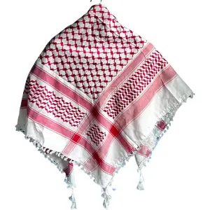 Palestine Keffiyeh Shemagh Unisex Scarf 48x48  Arafat Hatta Arab Style Scarf With Long Tassle