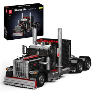 Mould King 10037 Flatbed Semi Truck Tow Road Trailer Muscle Car Building Block Adult Kid Toy 1797 Pcs Vehicle Brick