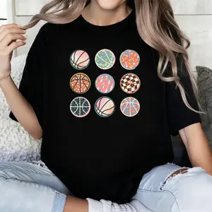 180g[100%cotton]Basketball Shirt Basketballs T-shirt Game Day Tee Basketball TShirt Womens Basketball Shirts Gift For Her Basketball Mom Shirt Plus Size Tee