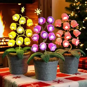 Handmade Crocheted Christmas Lily of the Valley LED Lantern |   With Christmas Greeting Card |   Multi-Color + Warm White Lighting |   Festive Gift for Her, Christmas Decor, Bedside Night Light