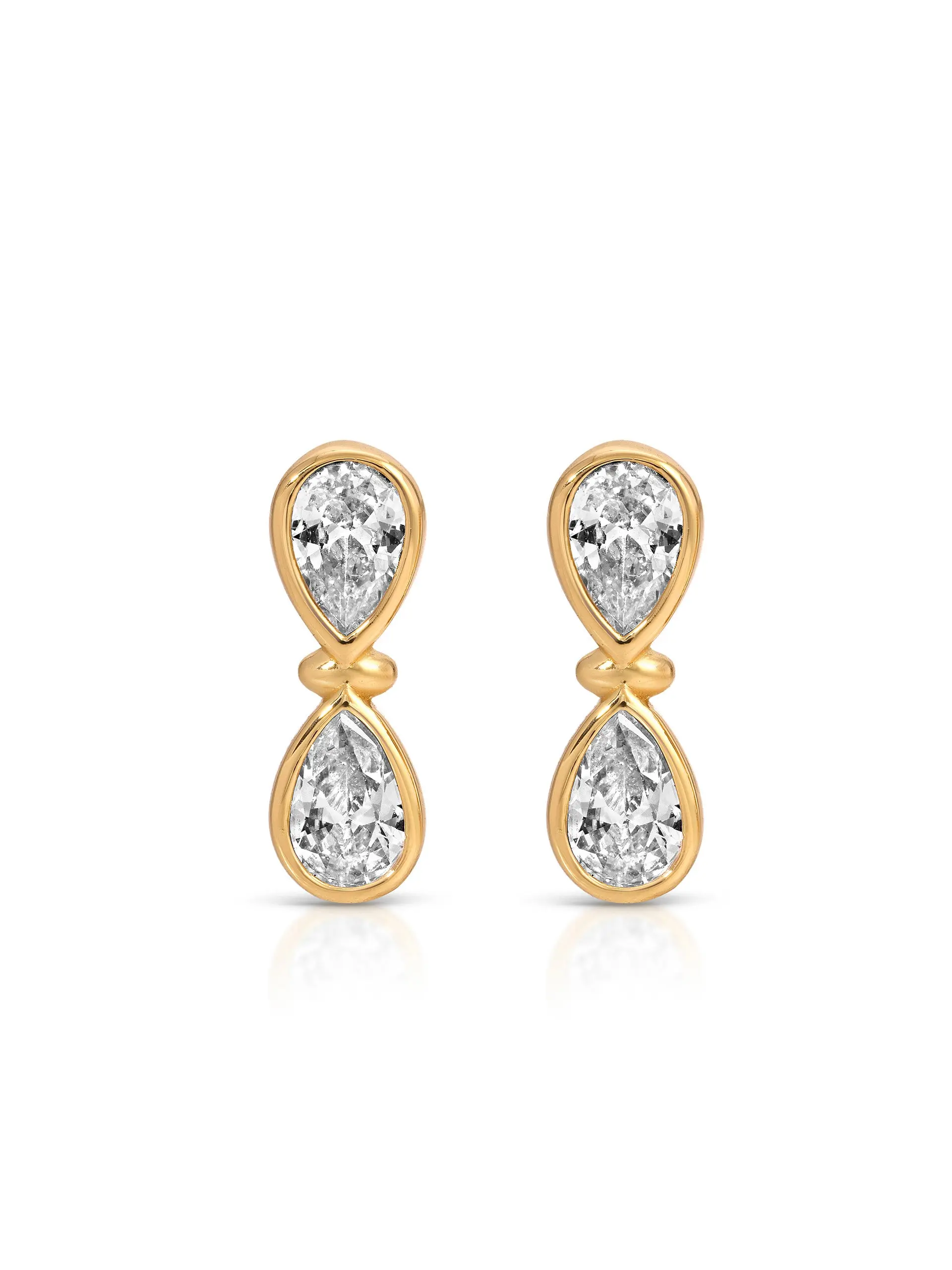Ettika Infinity Crystal Studs 18k Gold Plated Brass Cubic Zirconia Earrings 0.6" Length Post Closure for Adults