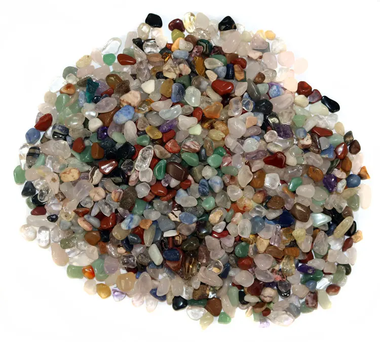 Small Tumbled Rainbow Chips and Tumbled Gem Mix with Sand Bucket- 1 Quart Bucket Semiprecious Stones Brazil