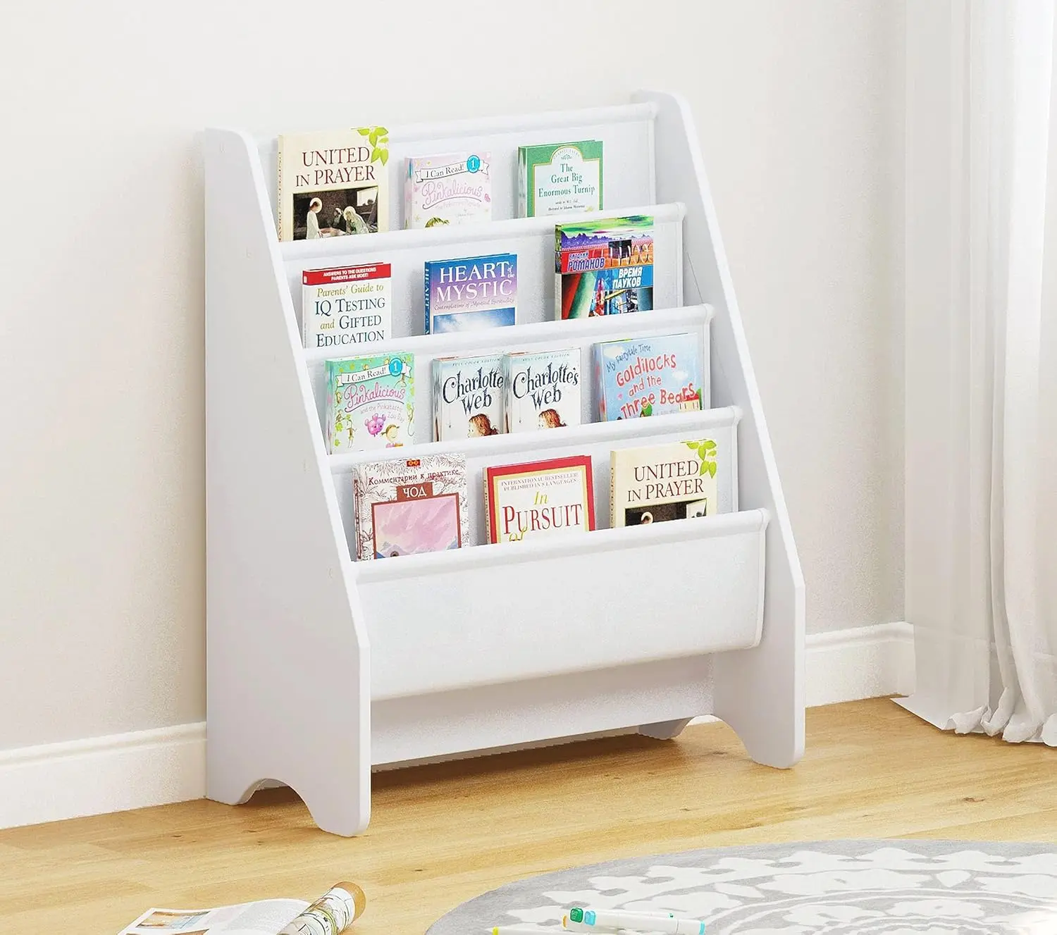 UTEX Bookshelf Storage,  Toddler, Magazine Book Rack,  White